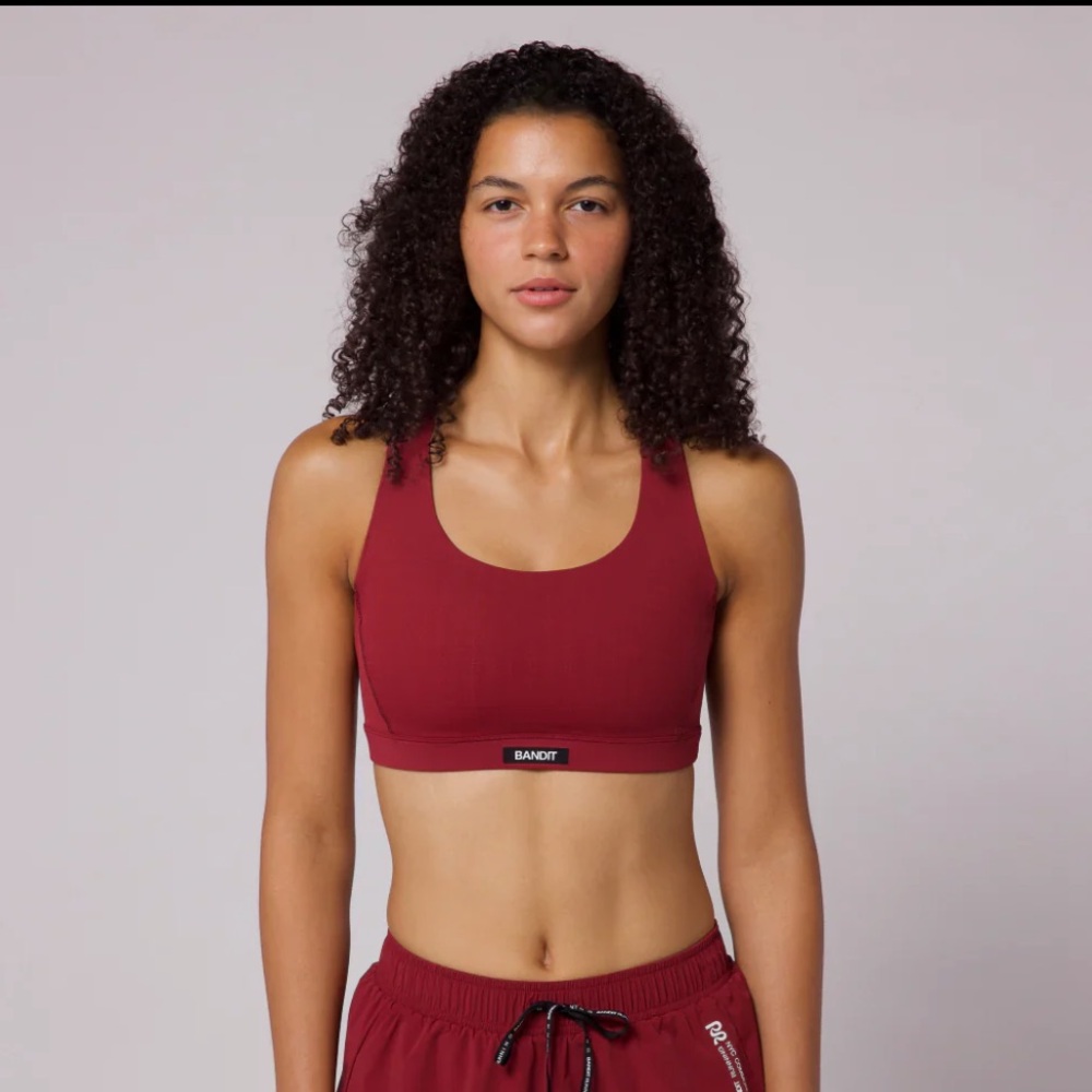Bandit Gridlock Scoop Neck Bra in cherry